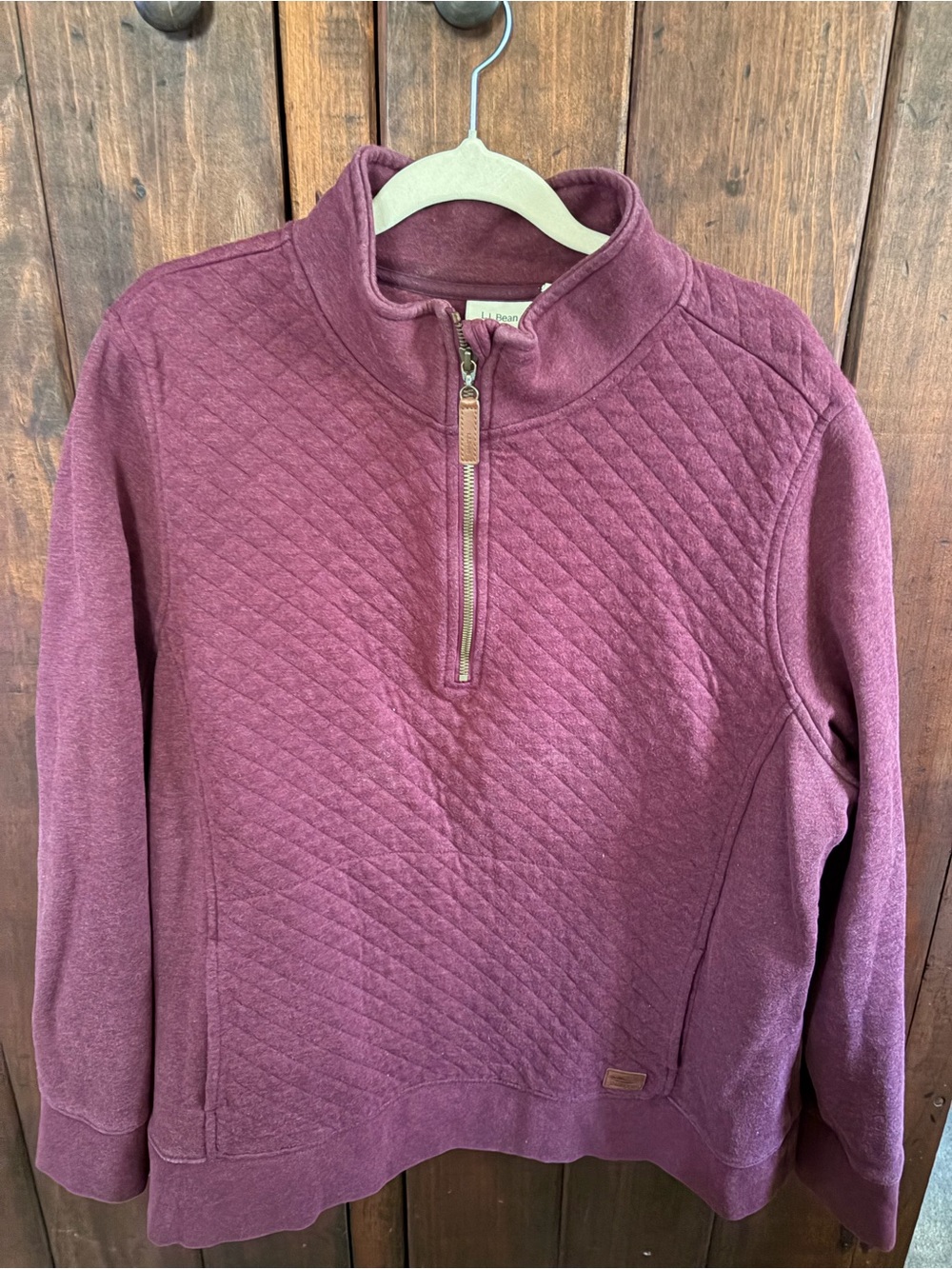 L.L. Bean Quilted Half-Zip Sweatshirt in Plum